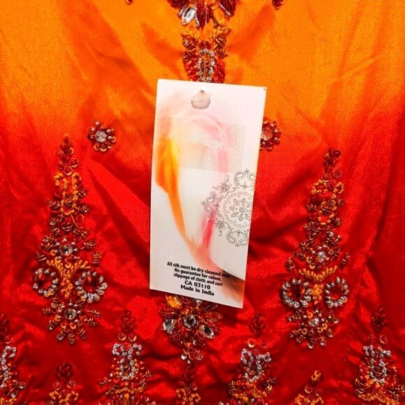 3/$30 NWT Orange Red Ombre Three Piece Lehenga - SEE SIZE NOTES - Picture 6 of 17